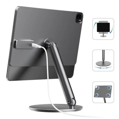 Image de Support Magnétique iPad Pro 11&quot; M4 (2024) avec Charge 18W, Rotation 360, Aluminium