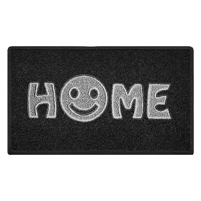 Image de Nicoman Tapis de Sol pour Porte d&#039;entrée Motif Smiley Noir avec Inserts Gris 75 x 44 cm Bord biseauté