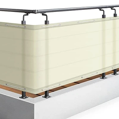 Image de Sol Royal Brise Vue Balcon Extérieur PES SolVision PB2 90x300 cm Creme Vent Terrasse avec Œillets, Cordons, Résistant à l&#039;eau &amp; aux Intempéries Cache 160 g/m² Protection UV