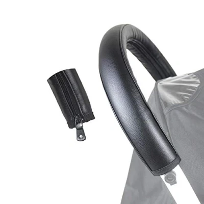 Image de SeedFuture Bébé Protège mains pour Poussettes Cuir Pu Noir, Accessoires de Poussette Babyzen Yoyo Yoya, Couvercles Poignée l&#039;accoudoir la