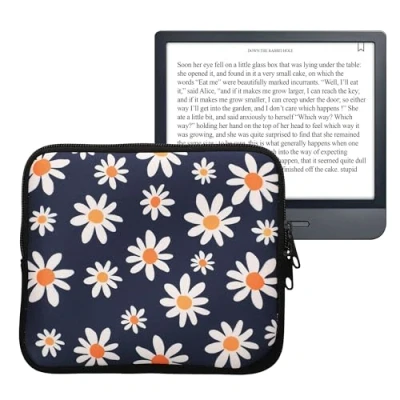 Image de kwmobile Housse de Protection pour Liseuse Étui E Reader en Néoprène Bleu Blanc Jaune