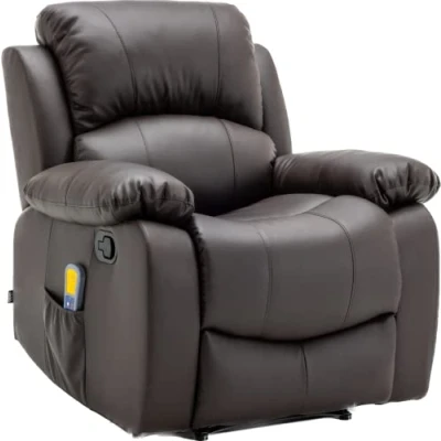 Image de ASTAN HOGAR AH AR30910CH Fauteuil Relax avec Inclinaison Manuelle, Massage et thermothérapie, modèle Ramón AR30910CH, Polyuréthane Simili Cuir, Chocolat