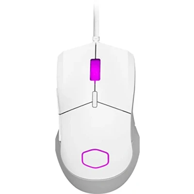 Image de Cooler Master MM310 RGB Souris Gaming Filaire Ultra Légère 50g, NVIDIA Reflex, Capteur Optique 12000 DPI, 5 Boutons Programmables, Patins en PTFE Lisses, MasterPlus+ (PC), Forme Symétrique Blanc