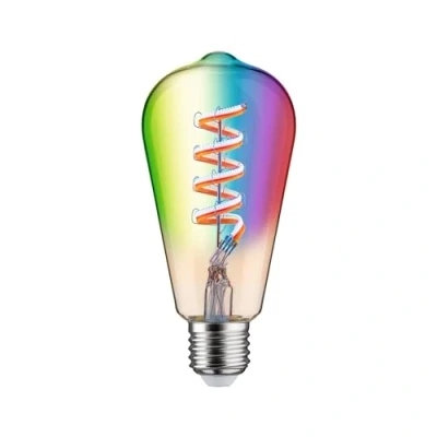Image de Paulmann 29158 Filament 230V Smart Home Zigbee LED cylindrique ST64 E27 470lm 6,3W RGBW gradable Doré ampoule