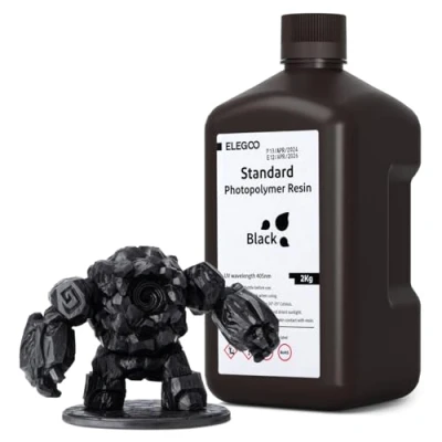Image de ELEGOO Resine pour Imprimante 3d 2000g Noir, Résine Standard 405nm Durcissement UV Rapid Resin LCD Impression Printer