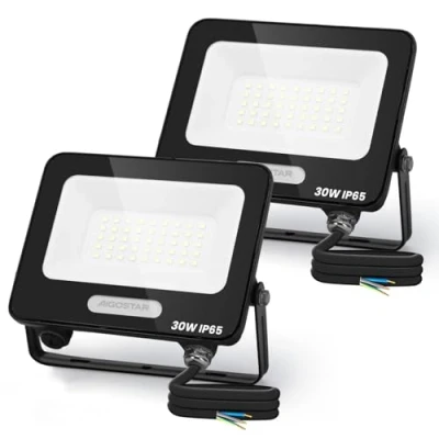 Image de Aigostar Projecteur LED Extérieur 30W 2450lm Exterieur Blanc Froid 6500K IP65 Imperméable, pour Jardin,Patio,Cour,Garage. 2 pcs