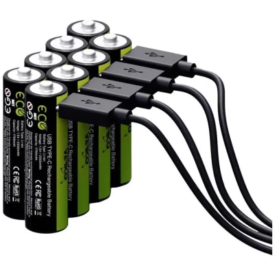 Image de VERICO LoopEnergy AA 2550 batterie rechargeable USB C 1,5V 2550mWh (1700mAh) Li Ion, charge rapide via connexion en 2 heures environ, 8X AA, couleur : vert