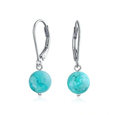 Image de Boucles D&#039;Oreilles Simples En Turquoise Pour Femmes Argent Sterling Pierre De Noël