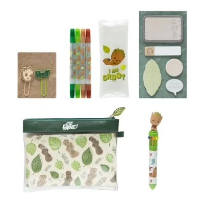 Image de Grupo Erik Set de Papeterie Groot Inclut : 1 Stylo 10 Couleurs, 5 Blocs Notes Adhésives, 4 Surligneurs, 2 Trombones, Trousse Fournitures Scolaires Kawaii, Kawaii