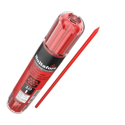 Image de Hultafors Kit de recharges rouges pour marqueur trous profonds 10 pcs I Distributeur pratique à clip Recharge universelle 2,8 mm crayon charpentier Adapté pls surfaces 650150