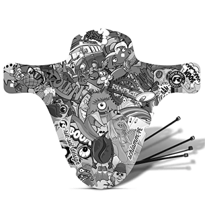 Image de Riesel Design ® Garde Boue : modèle Schlamm PE livré avec Colliers Rilsan/pour Toutes Les Tailles de vélo, pneus Jusqu’à 2.6’’ Made in Germany Stickerbomb eyecatcher Ultra Black