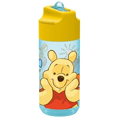 Image de POS 27291 Gourde Winnie l&#039;ourson avec paille rabattable Transparent 430 ml