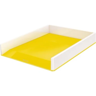 Image de Leitz Lot de 4 corbeilles à courrier A4, design bicolore, blanc/jaune, Duo Colour, Wow 53611016