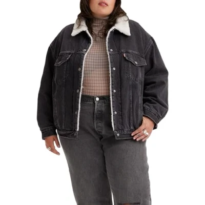 Image de Levi&#039;s Plus Size 90s Sherpa Trucker Veste Femme, Are You Afraid Of The Dark, 3XL