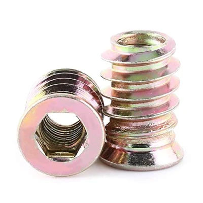 Image de 20Pcs Vis en Acier au Carbone Zingué Dans L&#039;écrou, écrous D&#039;insertion Filetés à Six Pans Creux pour Meubles Bois(M6*17mm)