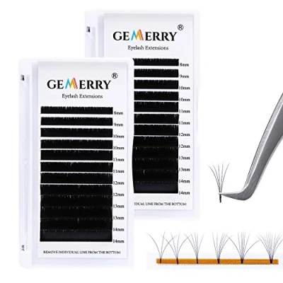 Image de 2 Boîtes GEMERRY Volume Russe Extension Cils Individuels Faux Curl D+C D&#039;épaisseur 0,05 mm Longueur mixte 8 14 Créer des bouquets Magic Lashes professionnel (0.05 C Mix+D Mix)