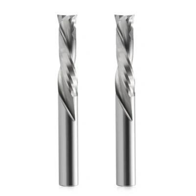 Image de EU_HOZLY Lot de 2 fraises hélicoïdales compression Up&amp;Down Diamètre coupe 6 mm, Tige Longueur 22 Fraise à queue CNC pour sculpture sur bois, gravure