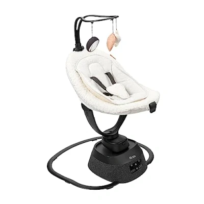 Image de Babymoov Balancelle éléctrique bébé Swoon Evolution Curl White 8 balancements 5 vitesses Assise rotative 360 Réducteur nouveau né Arche de jeux 12 Berçeuses