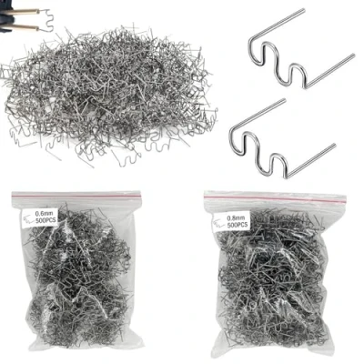 Image de Agrafes Chaudes, 1000 PCS Soudage Plastique, Baguettes de Agrafe Chaude Clou 0.8mm / 0.6mm, Wave Style Soudure Plastique Soudure, pour Réparation Pare Chocs Voiture