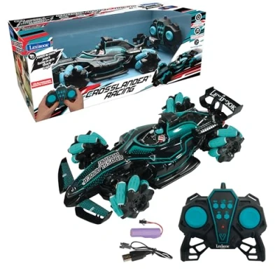 Image de Lexibook, Crosslander® Racing, Voiture de Course télécommandée, Formule 1, jusqu&#039;à 10km/h, Effets Lumineux et sonores, Jet fumée, télécommande Incluse, Rechargeable, RC61, Noir