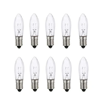 Image de ShuoHui Lot de 10 ampoules halogènes E10 rechange pour guirlande lumineuse 14 V 3 W 3000 K