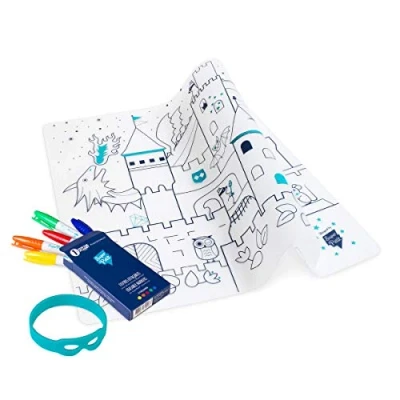 Image de SUPER PETIT Jeu éducatif Set Chateau Fort coloriage thème château 5 Feutres Et Bracelet Fournis Facile à Nettoyer Réutilisable Antibactérien À Partir De 3 Ans