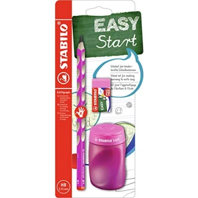 Image de STABILO EASYgraph Kit scolaire pour droitier Rose avec taille crayon + gomme
