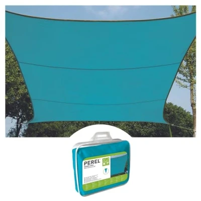Image de Perel Voile d&#039;ombrage, Hydrofuge, 3,6 x m, 160 g/m², Polyester, carré, Bleu Ciel