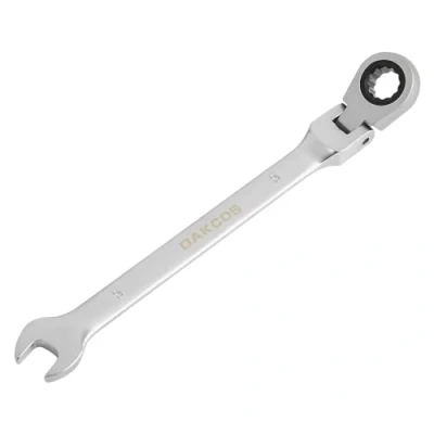 Image de DAKCOS Cle mixte Clé à cliquet 6 mm métrique articulée en CR V avec finition chromée mate