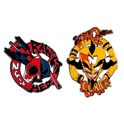 Image de Pin Kings Official Crash Bandicoot Cortex and N Gin Collectible Metal Enamel Badges Set of Two Pins on a Backing Card Merchandise