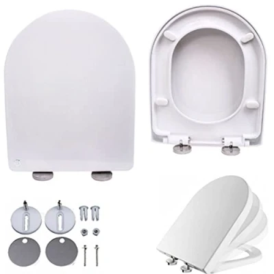Image de Abattant WC, Siège de toilette, Lunette Toilette avec Fermeture en Douceur, Frein Chute, Dégagement Rapide et Charnière Réglable, WC Urée formaldéhyde Forme D Familial