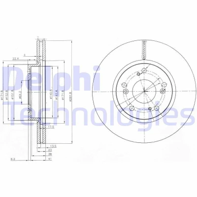 Image de DELPHI BG3980C Disque de frein 282 23 5 ventilé revêtu non traité sans roulement roue, bague ABS HONDA: CIVIC 8 Hatchback, FR V, 9