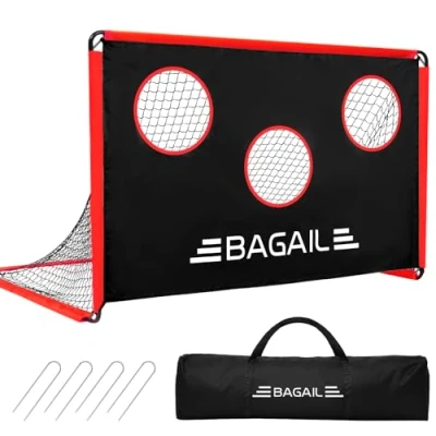 Image de BAGAIL But de Football 2 en 1 conçu Filet avec But, livré Un Sac à Main Portable, Facile Assembler, Parfait pour la Formation tir Jardin et Divertissement, 6 x 9 Pieds