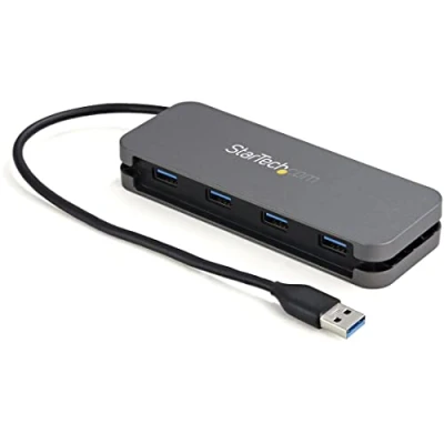 Image de StarTech.com Hub USB 3.0 à 4 Ports A vers 4x Mini 3.2 Gen 1 Type SuperSpeed 5Gbps Alimenté par Bus Concentrateur avec Câble 28cm et Gestion des Câbles (HB30AM4AB)