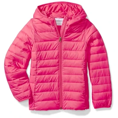 Image de Amazon Essentials Doudoune à Capuche Légère, Paquetable et Résistante L’Eau Fille, Rose Foncé, 5 Ans