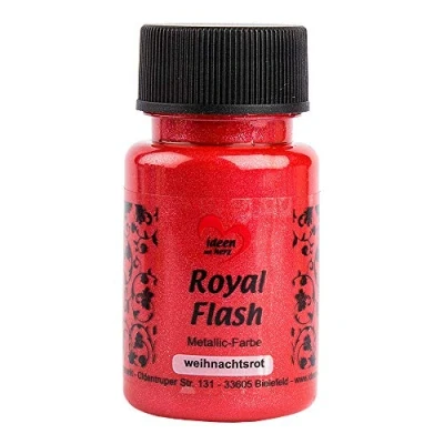 Image de ideen mit herz Royal Flash peinture métallique acrylique brillance métallique, avec de fines particules paillettes séchage rapide à base d&#039;eau 50 ml (rouge noël)