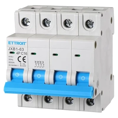 Image de ZOREI Interrupteur magnétothermique automatique, 4P 220 V et 380 6 kA, pour Mono Phase Triphase, MCB C16 16 A