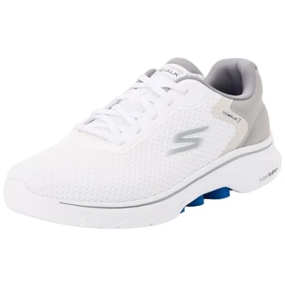 Image de Skechers Homme Go Walk 7 Construct Baskets, Textile synthétique Blanc et Gris, 42 EU