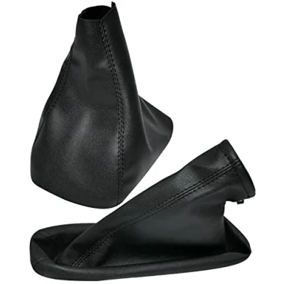 Image de AERZETIX C57866 Soufflet de levier vitesse et frein à main compatible avec Opel Astra H 2004 2010 couleur: noir en cuir synthétique
