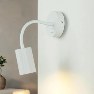 Image de applique murale avec interrupteur et bras flexible en métal blanc spot GU10 17 32,5 cm lampe de lecture extensible d&#039;intérieur