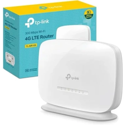 Image de TP Link TL MR105 Routeur 4G LTE WiFi N300Mbps, CAT4 Vitesse Jusqu&#039;à 150Mbps, Antennes Internes, Box SIM, Modem 4G, 2 Ports Ethernet, Interfaces d&#039;Antenne SMA F, Compatible Tout Opérateur