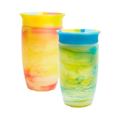 Image de Munchkin Miracle 360 12+ Month 10oz Baby Sippy Cups (2 Pack). Free Flow Beaker for Toddlers. Trainer Cup, BPA Free, Spill Dishwasher Safe Water Bottle with Easy Grip Handles. (Blue/Yellow)