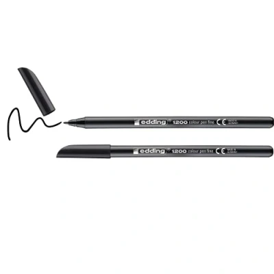 Image de edding 1200 Feutre de coloriage pointe fine noir 2 stylos ronde 1 mm stylo pour ecriture, dessin,
