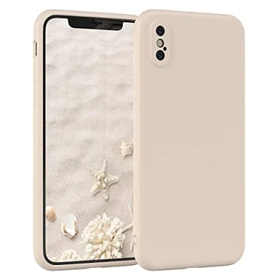 Image de EAZY CASE Coque de protection en silicone pour iPhone XS Max, beige, souple, résistante aux chocs, avec l&#039;appareil photo, fine TPU, antichoc, couleur taupe