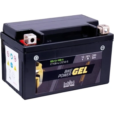 Image de intAct batterie MOTOCYCLE GEL offrant +30% de puissance démarrage Pour moto, quad, etc. GEL12 10B 4, YT10B YTZ10 S, 12V, 8,5 AH (c20), 200 A (EN) Dim : 150x87x94mm