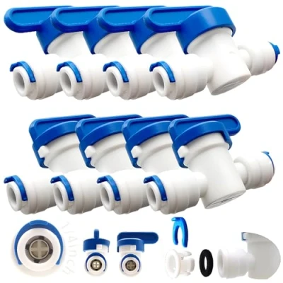 Image de CESFONJER 8 Pcs Inline Robinet/Vanne d&#039;arrêt/Soupape de Isolation pour 1/4&quot; réfrigérateur congélateur LDPE/système Filtre à Osmose Inverse Eau Tube Tuyau