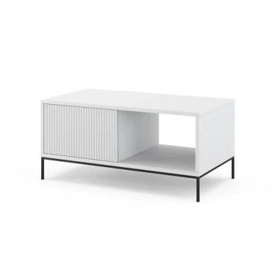 Image de Vicco Table Basse Eliza, Blanc, 90 x 45 cm avec Un tiroir