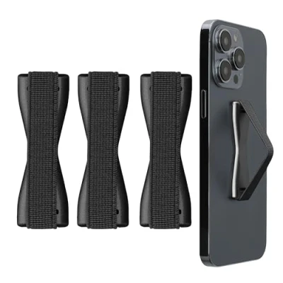 Image de kwmobile 3X Support Doigt Smartphone Accessoire pour téléphone Portable Sangle poignée Dos Gris foncé