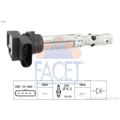 Image de FACET 9.6331 Bobine d&#039;allumage COIL ON PLUG VOLKSWAGEN: Polo IV 3/5 portes, Fox SKODA: Fabia I 5 2, 1 Combi