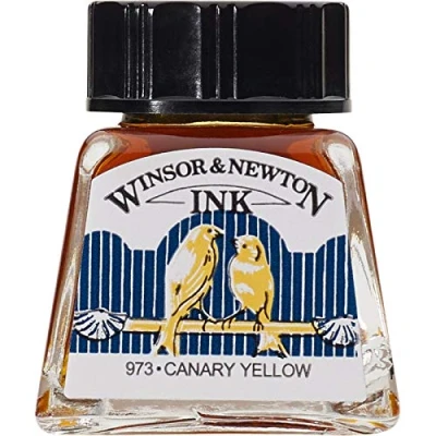 Image de Winsor &amp; Newton Encre à Dessiner Flacon 14ml 123 Jaune Canari Série 1